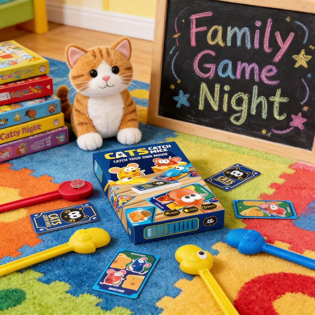 Cat Catch Mouse Board Game With Plastic Cards For Parent Child Interactive Play In Family Gatherings
