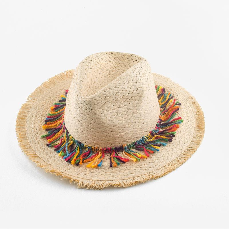 Summer Visor Jazz Straw Hat Broken Grass Edge Parent-child Hat Seaside Beach Hat Ethnic Style Big Edge Hat Children