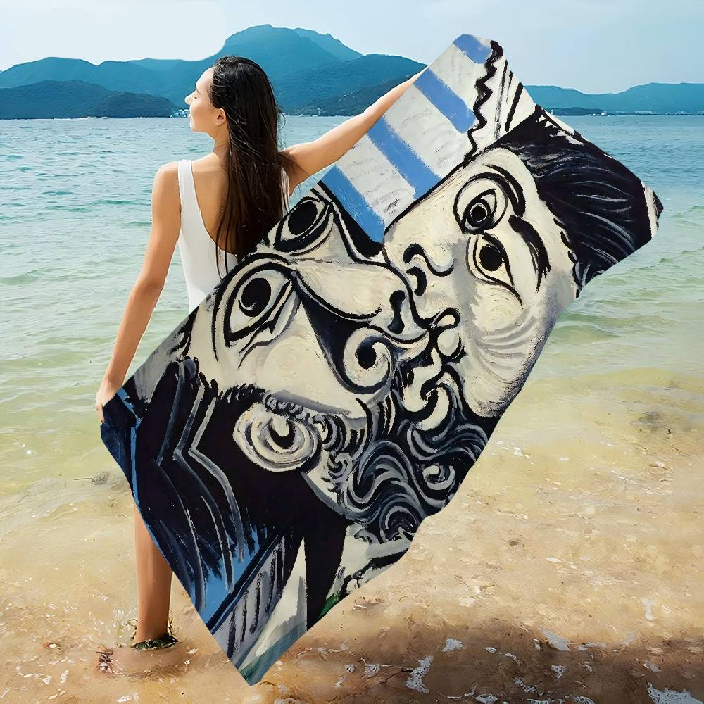 P-Picasso Style Painting Microfiber Printed Beach Towel Mountain Climbing Yoga Beach Swimming Running Absorbent Soft Towel