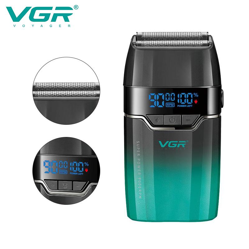 VGR Shaver Gradient Color Body High End Hair Trimmer Intelligent Digital Display Shaver High Speed Dual Blade Electric Clippers Safe and Hygienic