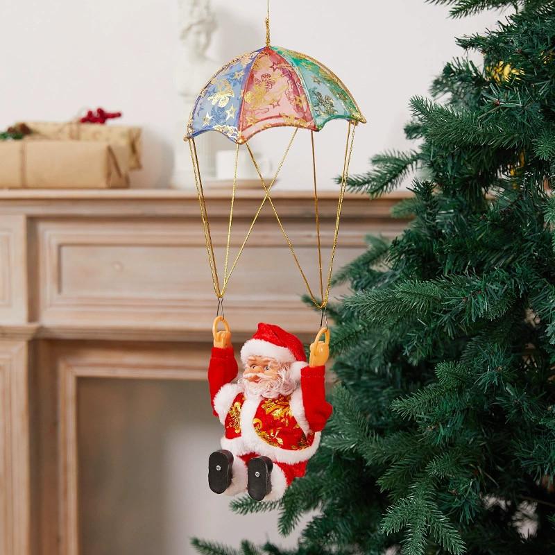 Christmas Santa Electric Parachute Toy With Music And Light For Kids Holiday Decor