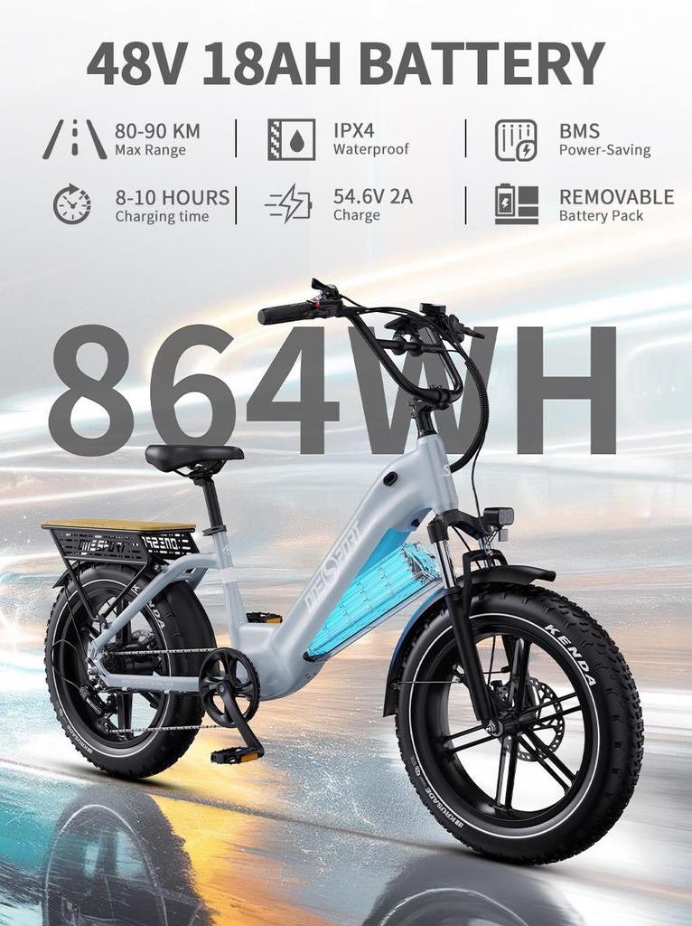 ONESPORT OT08 Electric Bicycle 20" 500W Motor Dual Disc Brakes Shimano 7 Speed LCD Display All Terrain Electric Bike