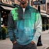 Men's Retro Corduroy Long Sleeve Shirt with Stand Collar and Pocket, Printed Casual Top