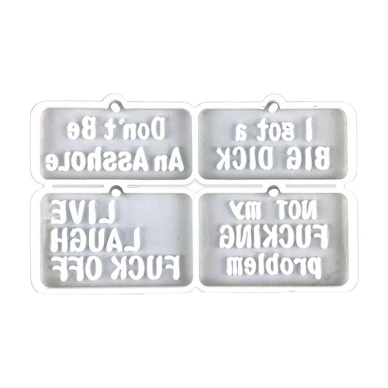 2PCS Word Resin Molds Silicone Keychain Epoxy Casting Mold for Key Fob Luggage Tag for DIY 2Pieces Crafts Pendant Making