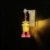Ancient Style Luminous Lantern Refrigerator Magnet with Pavilion Tassel and Pearl Ornament