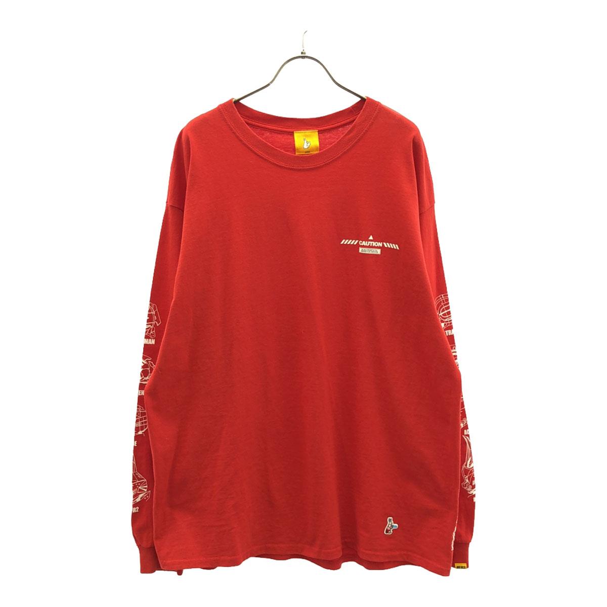 

FR2 Футболка с принтом, длинный рукав, L, красная, футболка с длинным рукавом, ULTRAMAN, мужская, б/у