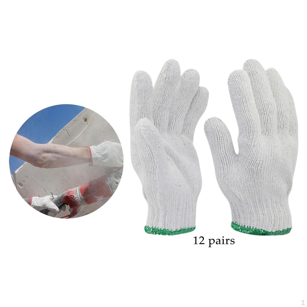 12 Pieces Cotton Gloves Working Garden Work for Repair Mechanic