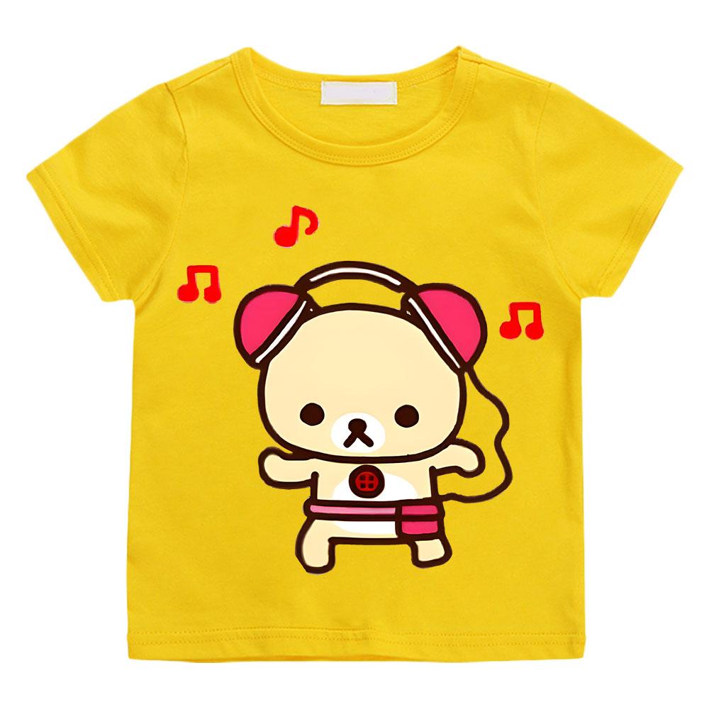 Cartoon Rilakkuma T-shirt Boys Girls Kids Clothing Hip Hop Tops Short Sleeves Sports Fashion Streetwear Manga/Comic Tees