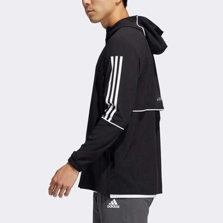 Adidas Sports Zip-Up Hooded Jacket Men Outerwear Black GL4799