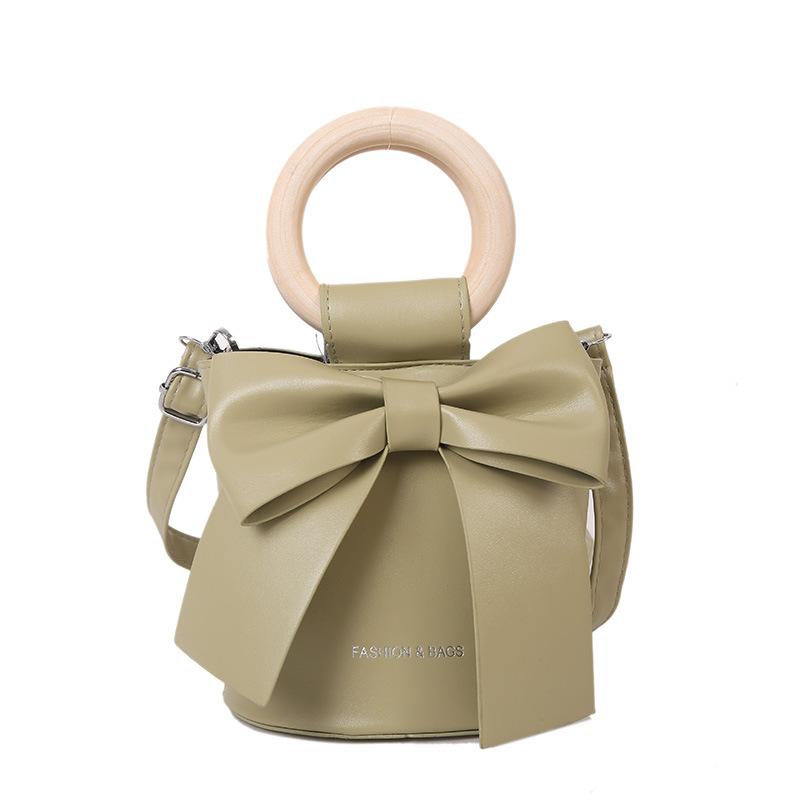 Sweet Bow Tie Designer Mini Shoulder Handbag Leather Bucket Crossbody Bag Women Fashion Luxury Brand Handbag Female Totes Purses