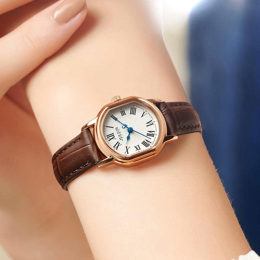 Jyullieoseu Ja-1474 Blue Hand Women'S Leather Watch