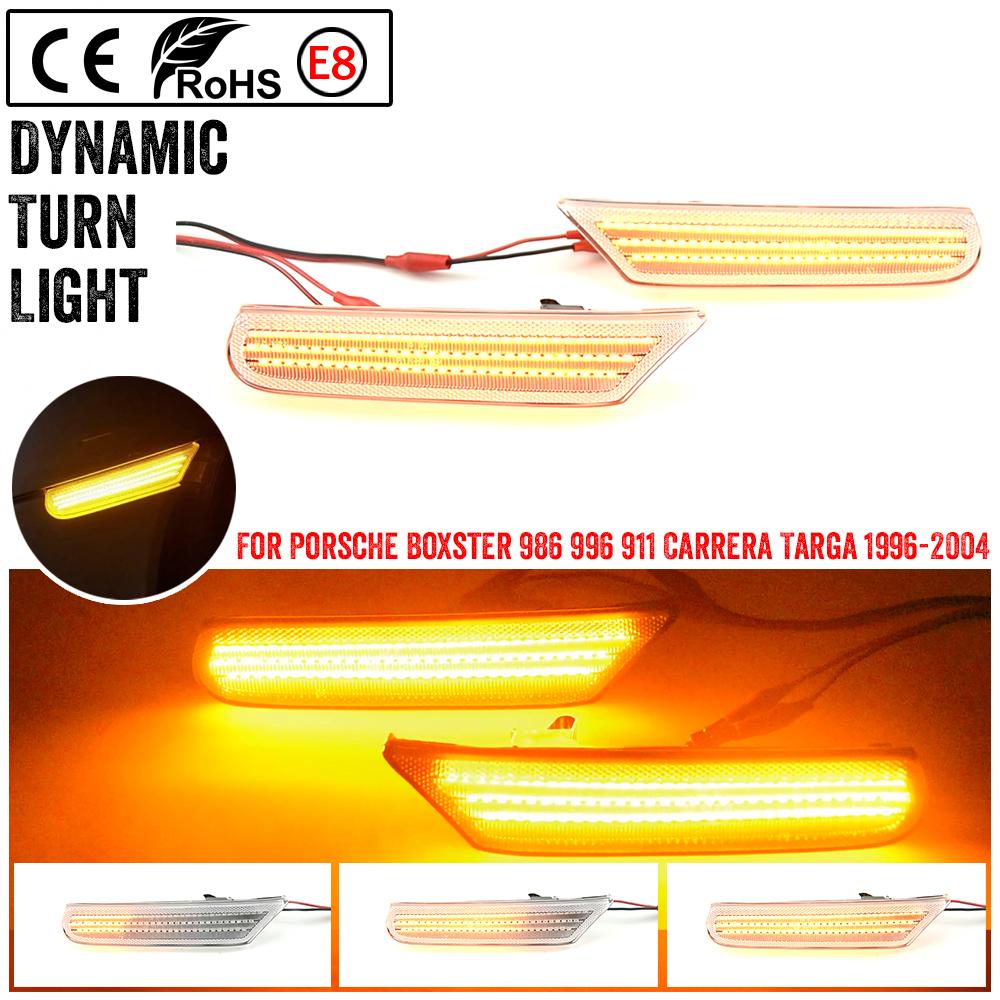 2 Stück LED Auto Seitenmarkierungsleuchte Sequenzieller Blinker Carrera GT2 GT3 Dynamisch Bernstein Für Porsche 911 Boxster Typ 996 986