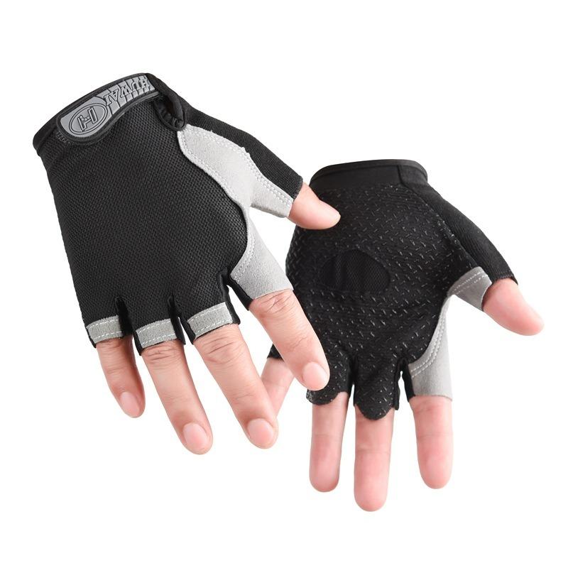 Half Finger Cycling Gloves Hiking Fitness Yoga Driving Anti Slip and Shock-absorbing Mesh Fabric Breathable Outdoor Sports S чёрный