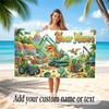 Dinosaur Theme Quick Dry Beach Towel Custom Name Text Print Large Sand Resistant Towel Beach Vacation