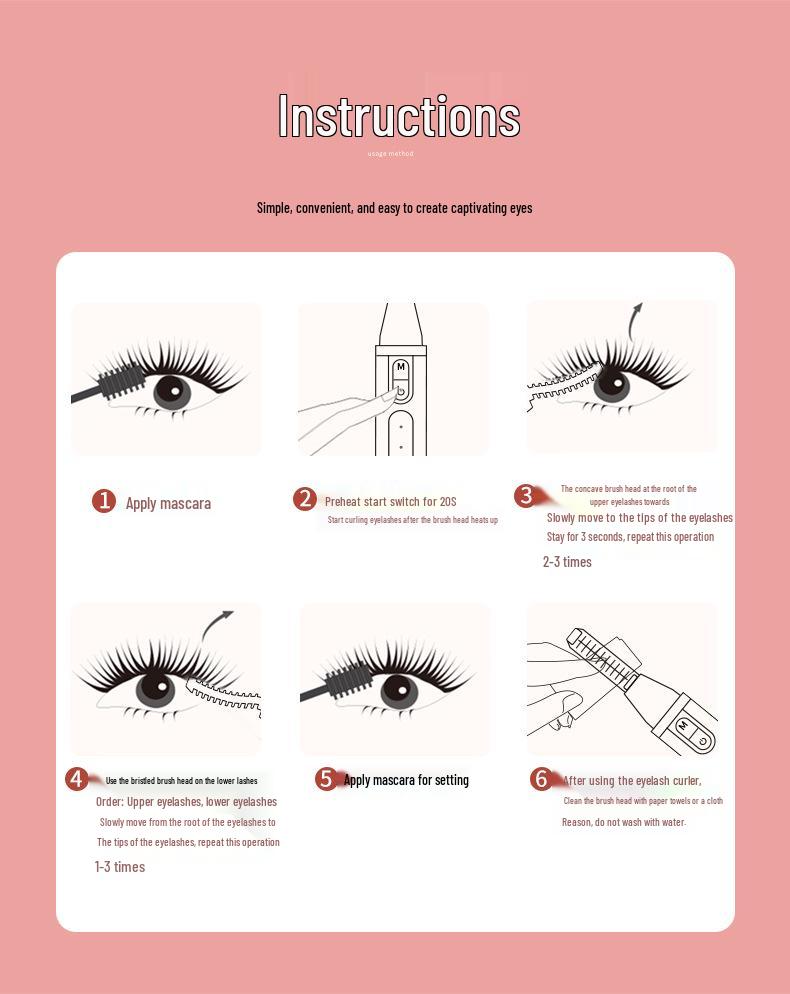 Rechargeable Electric Eyelash Curler with Temperature Control