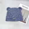 25 early autumn new cute ears plush hat women's intercolored fluffy autumn warm ear protection knitted hat