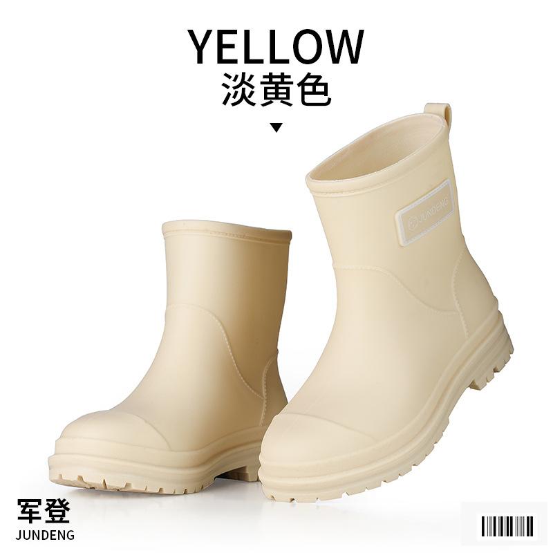 New fashion women's medium tube rain shoes fashion women's water shoes thickened non-slip warm waterproof water shoes