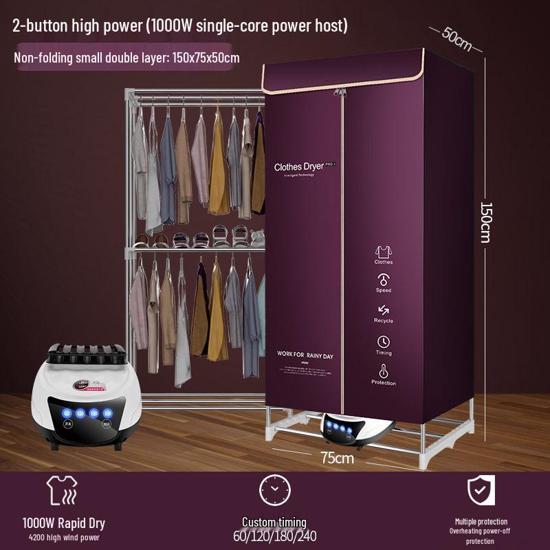 Foldable Large Capacity Three-Tier Clothes Dryer Wardrobe with Quick Drying Rack