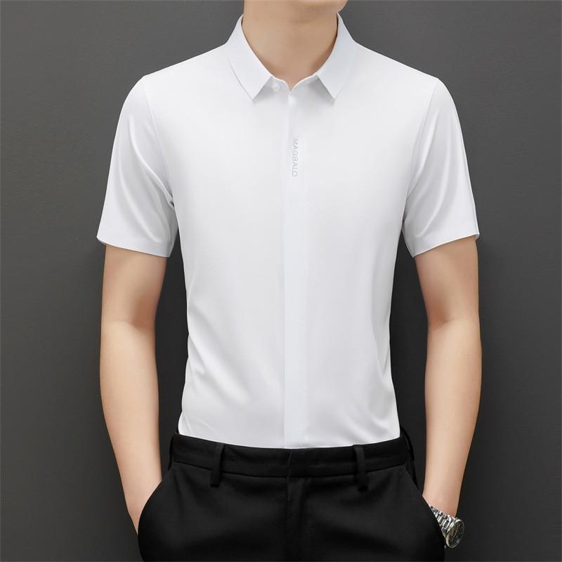 Summer Clothing Summer Casual Men's Short-sleeved Ice Silk Shirt for Young and Middle-aged People Casual Stylish Slim Shirt