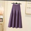 Ladies Mid-length All-match A-line Knitted Skirt Is Thin and Pleated Skirt for Autumn and Winter