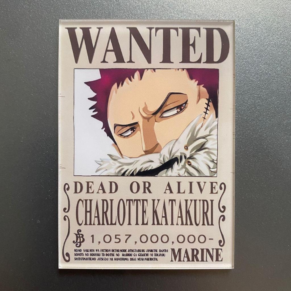 Kreativní magnet s plakátem Wanted z One Piece - Anime Kreslená Dekorace na ledničku & Samolepka na vzkazy