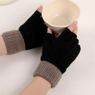 Vingerloze handschoenen voor dames en heren, wintergebreide handschoenen met halve vingers, zachte, rekbare, warme wanten voor werken, typen, schrijven en hardlopen.