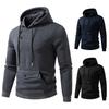 Men S Button Design Hooded Pullover Sweatshirt Solid Color Slim Fit Big Pocket