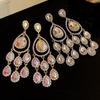 Colored Crystal Dangle Earrings Long Style Tassel Earrings Luxury Fringed Earrings  Women's Jewelry