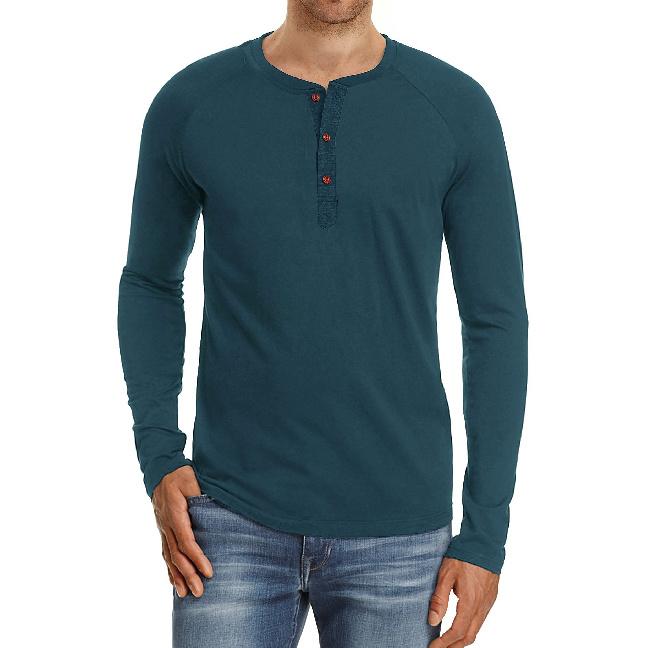 Retro Men'S Outdoor Loose Autumn Hoodie Casual Long Sleeved Henley Collar Top Shirt Cardigan