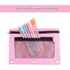 FEPITO 3Pack 3 Ring Binder Pencil Pouches Zipper Pouch Double Pocket Pencil Bag Mesh Window Pencil Case for Stationery