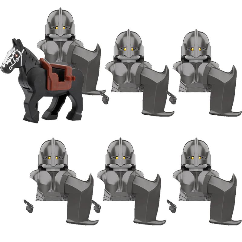 MOC Středověké Vojenské Stavební Kostky Elfský Bojovník Ork Rohan Gondor Rytíř Sada Postav Zvířecí Armáda Zbraň Luk Kuše Hračka