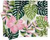 Summer Monstera Hibiscus Flower Placemats Set of 4, Tropical Plants Pink Palm Leaves Floral Dining Place Mats Table Decor, Hawaiian Botanical Seasonal