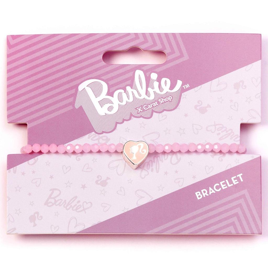 barbie Pink Bead Friendship Bracelet with Heart Shaped Bead