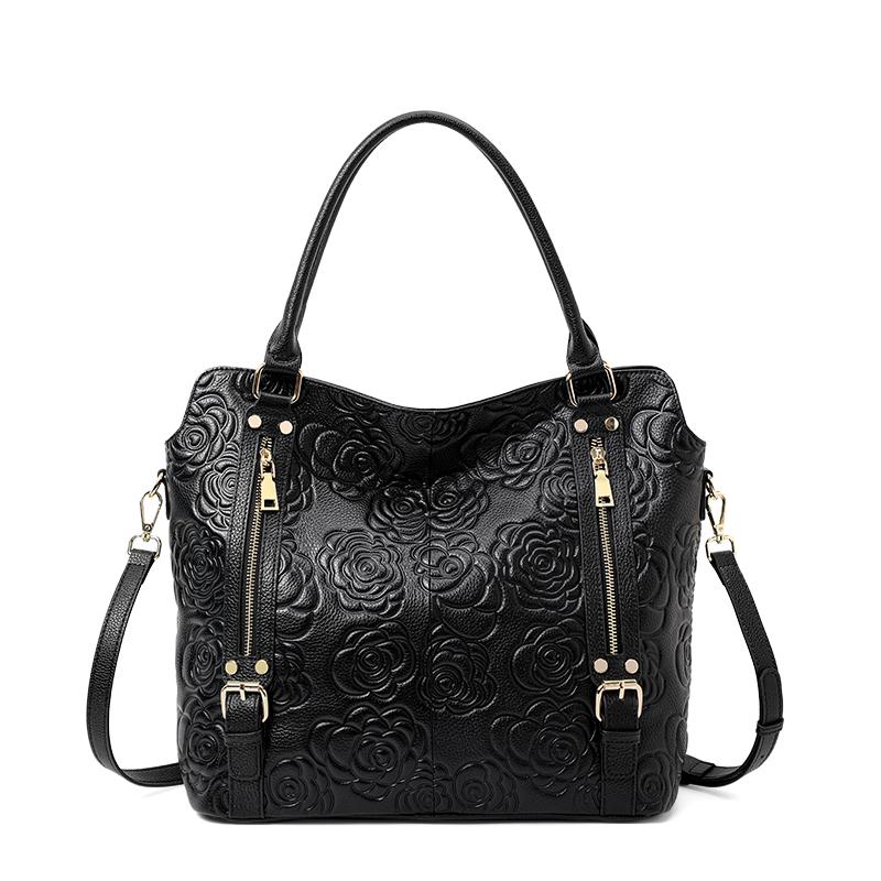 Leather handbag fashion embossed handbag leather temperament one-shoulder crossbody bag