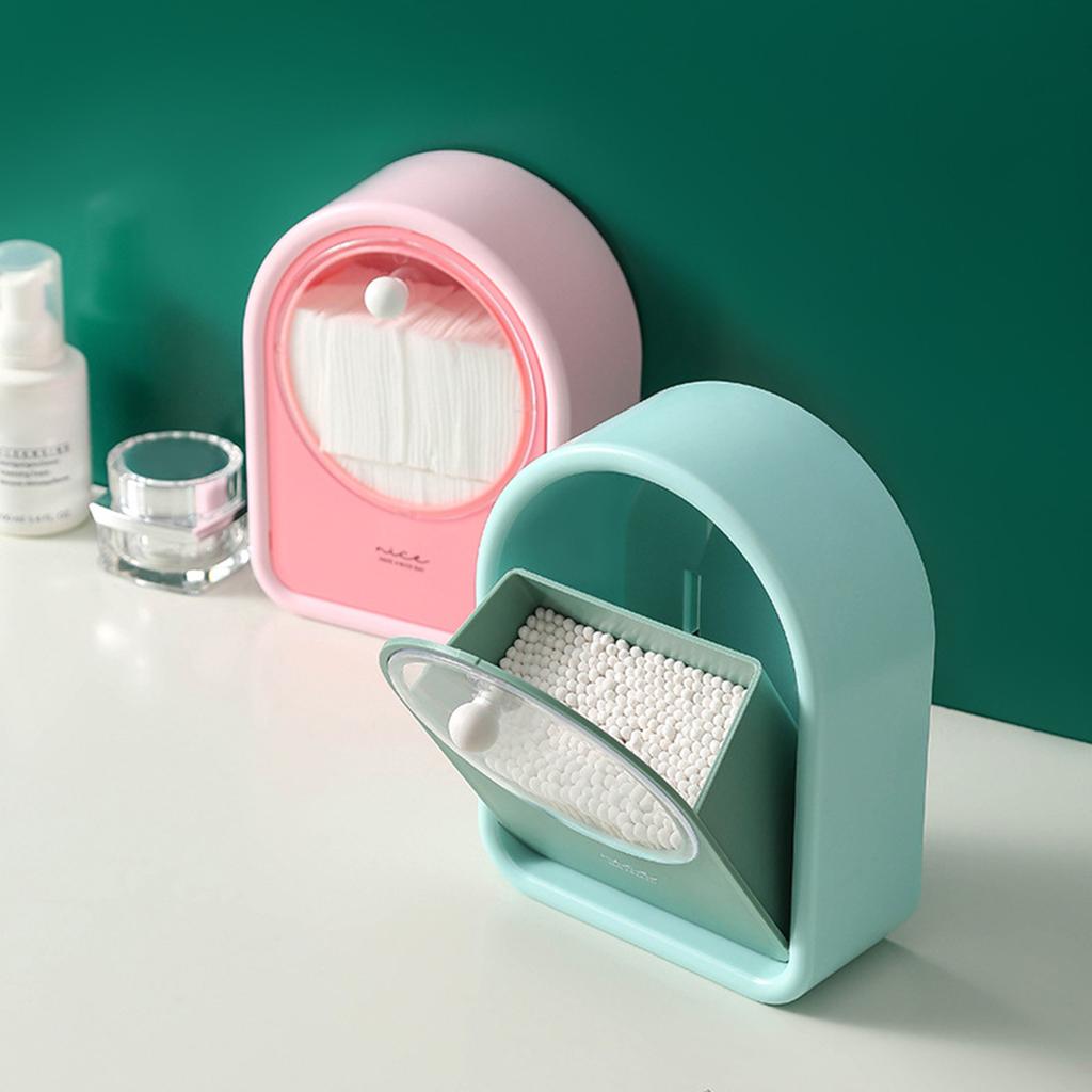 Excellent Cotton Pad Dispenser Easy To Take Sanitary Practical Wall Mounted Makeup Cotton Swabs Flip Organizer Storage Box