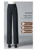 Woolen Flannel High-Waisted Wide-Leg Women's Pants - Thick, Warm, Casual Drape for Autumn/Winter