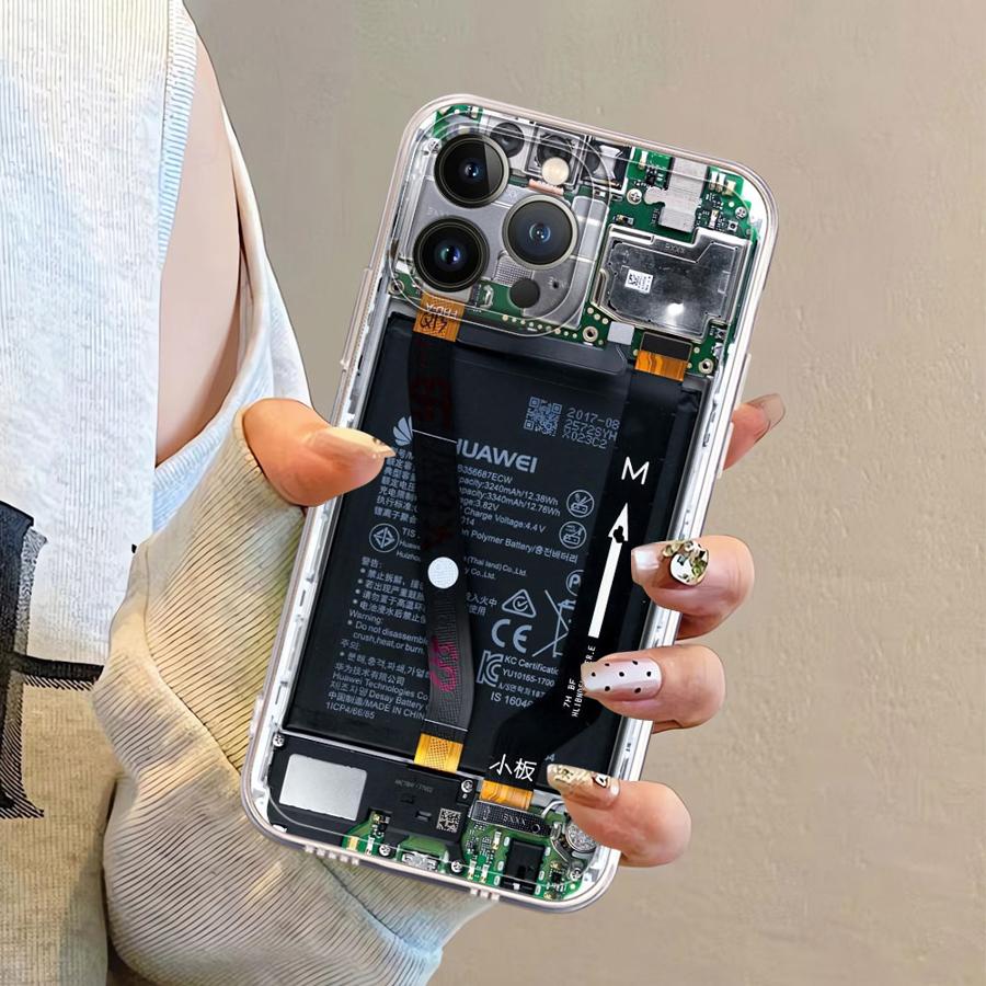 

Case for iPhone 12 Mini 13 12 11 Pro MAX 16e 7 8 XR 16 15 14 Plus Soft Phone Cover Motherboard Circuit Board iPhone 12 mini
