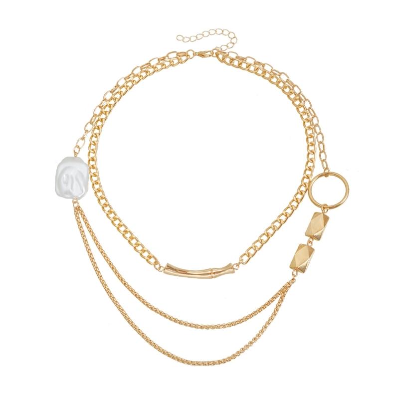 

Стильная многослойная колье-цепочка на ключицу, короткая длина, ювелирное изделие из легкого сплава, подарок на день рождения для нее 1