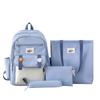 Four-Piece Backpack Set Student Schoolbag Stitching Contrast Color Campus Backpack Large Capacity Backpack for Primary and Secondary School Students