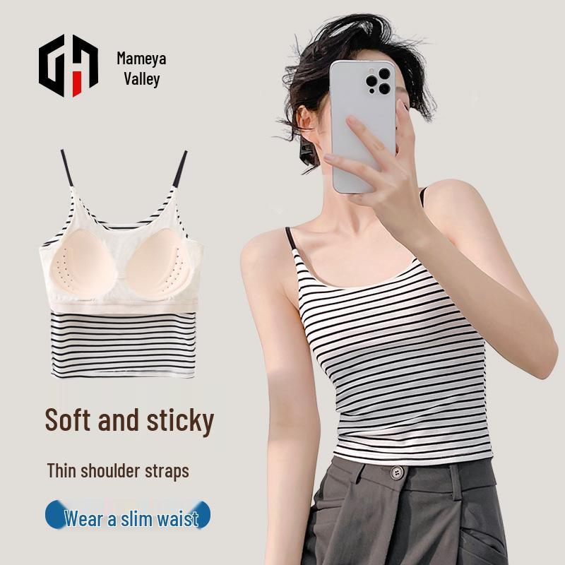 

Women s Spring/Summer Sling Vest with Chest Pad - Slim-fit, Thin Straps, Underarm Coverage, Stylish Back Design. L белый