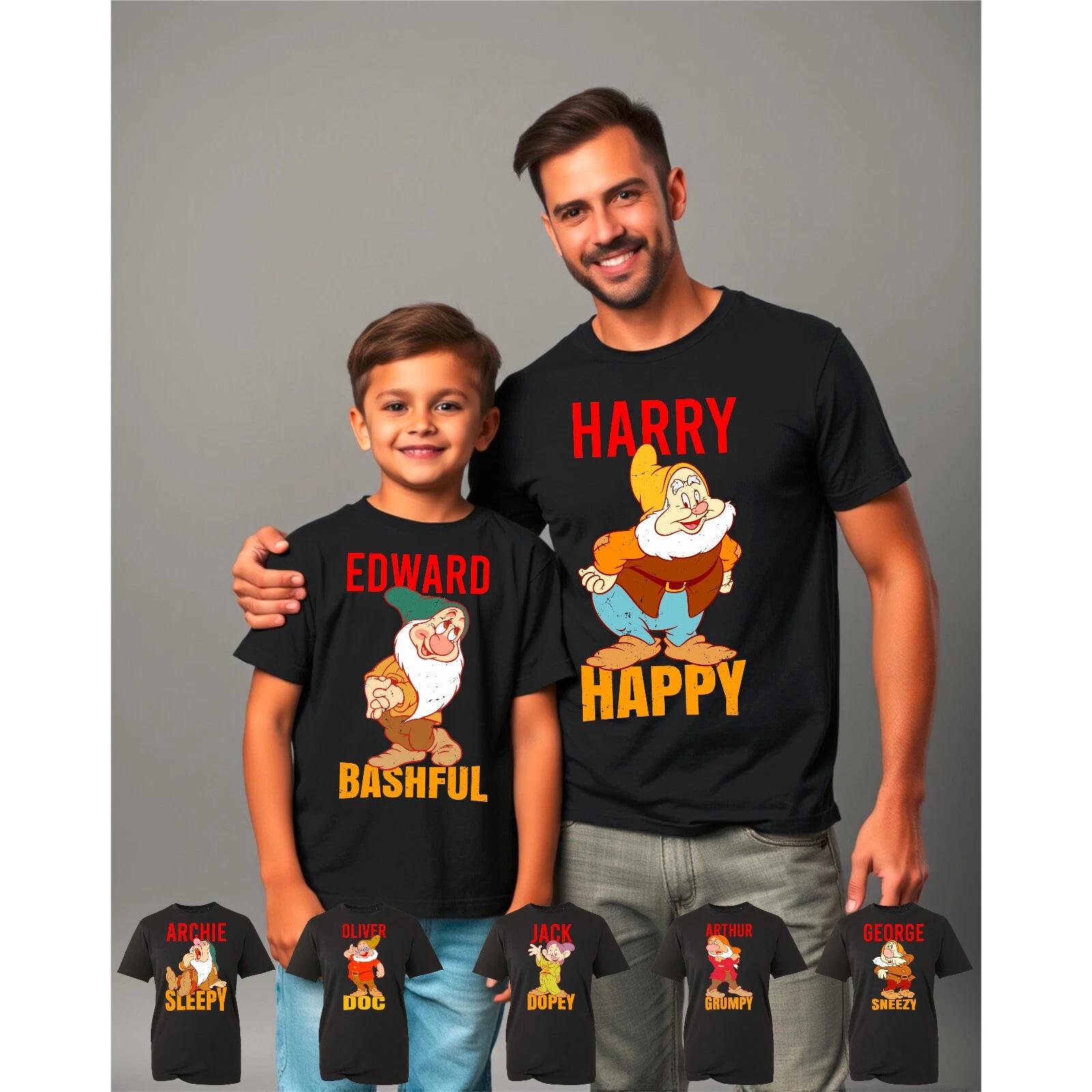 Personalised Seven 7 Dwarfs T Shirt Maths Day Xmas Bashful Dopey Unisex Tee Top L