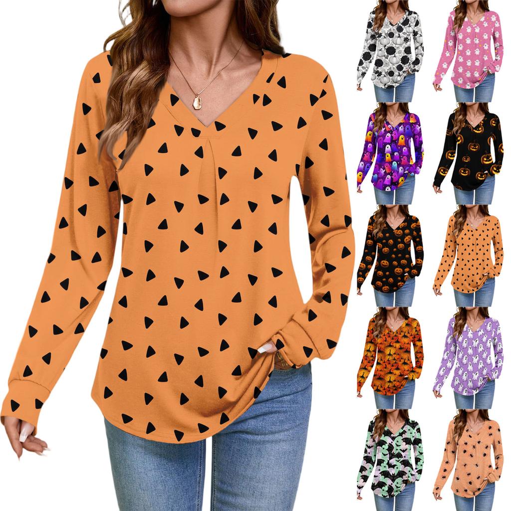Women Long Sleeve Tops Dressy Casual V Neck Tshirts Basics Tee Vacation Fall Fashion Clothes