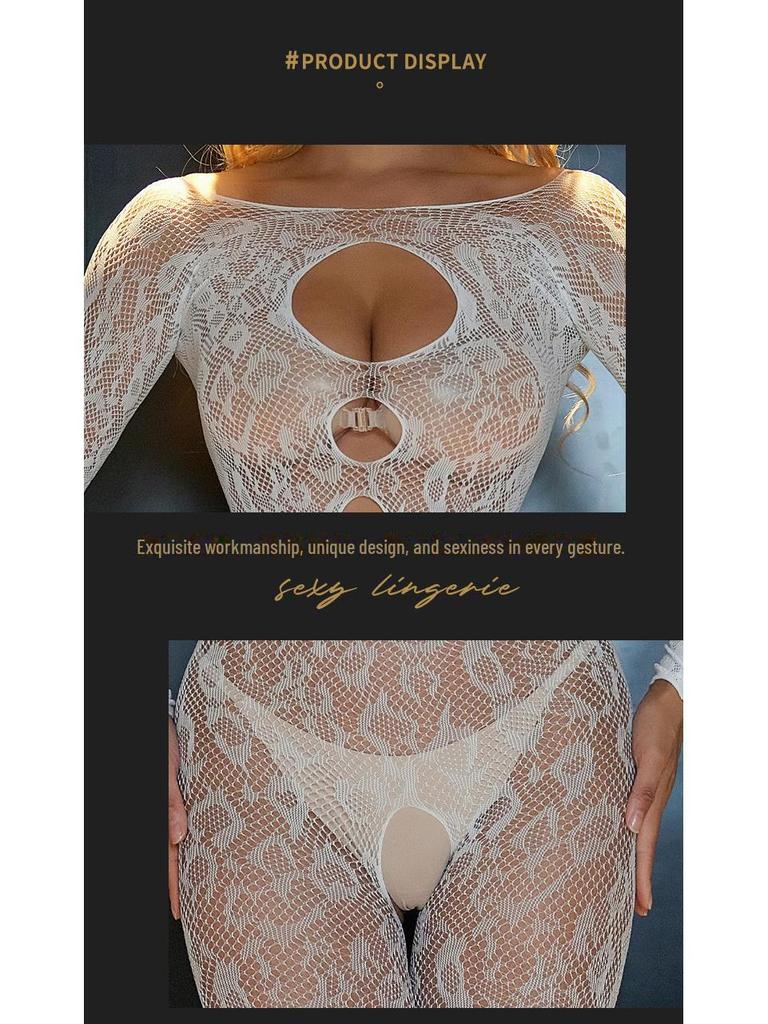 Fluorescent Fishnet Stockings Sexy Bodysuit with Suspenders