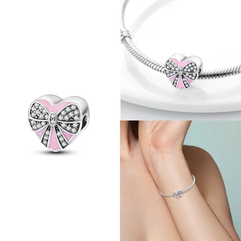 Cute Lovely Butterfly Perfume Girl Dangle Original Pink Charms Charms Beads Fit Bracelet Pendant Making For Woman Jewelry Gift