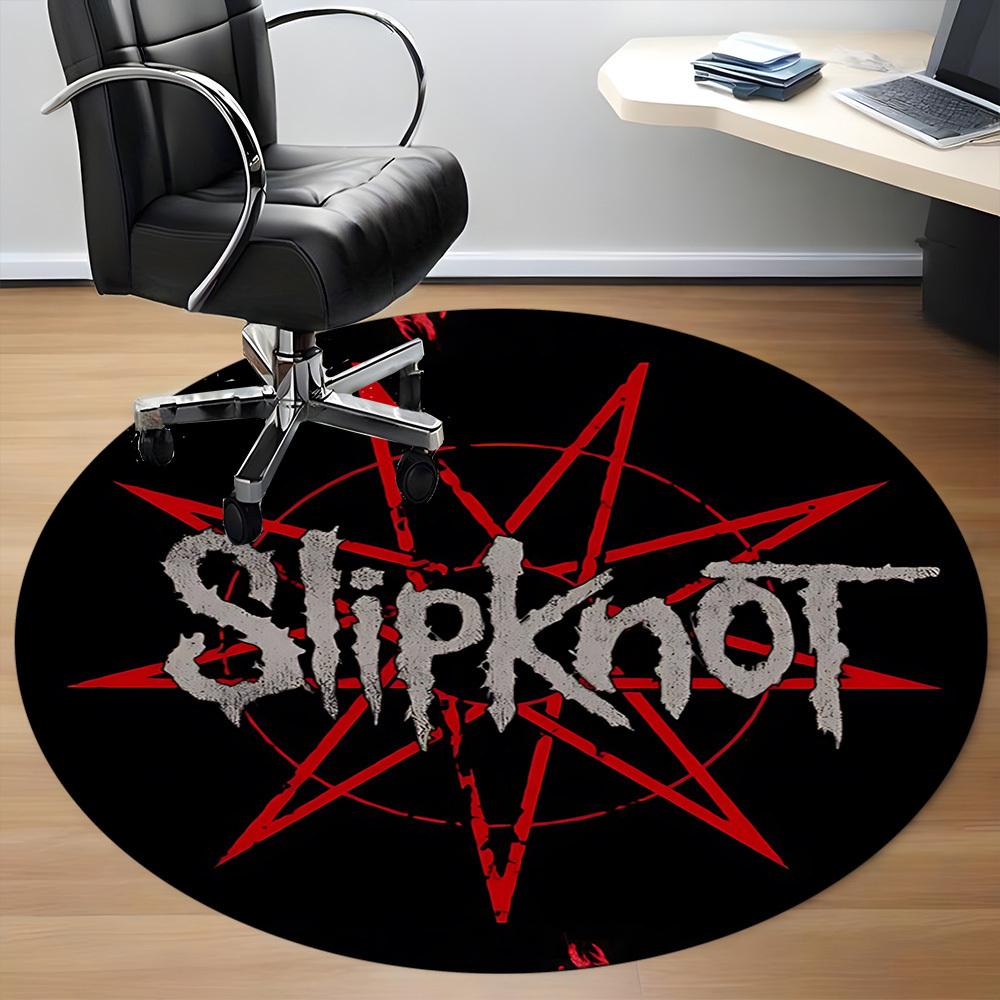 1 vnt. Slipknot grupės logotipas, apvalus biuro kilimas, neslystantis, minkštas ir patvarus biuro kilimas interjero dekoravimui, puikiai tinka biurui yy250915077