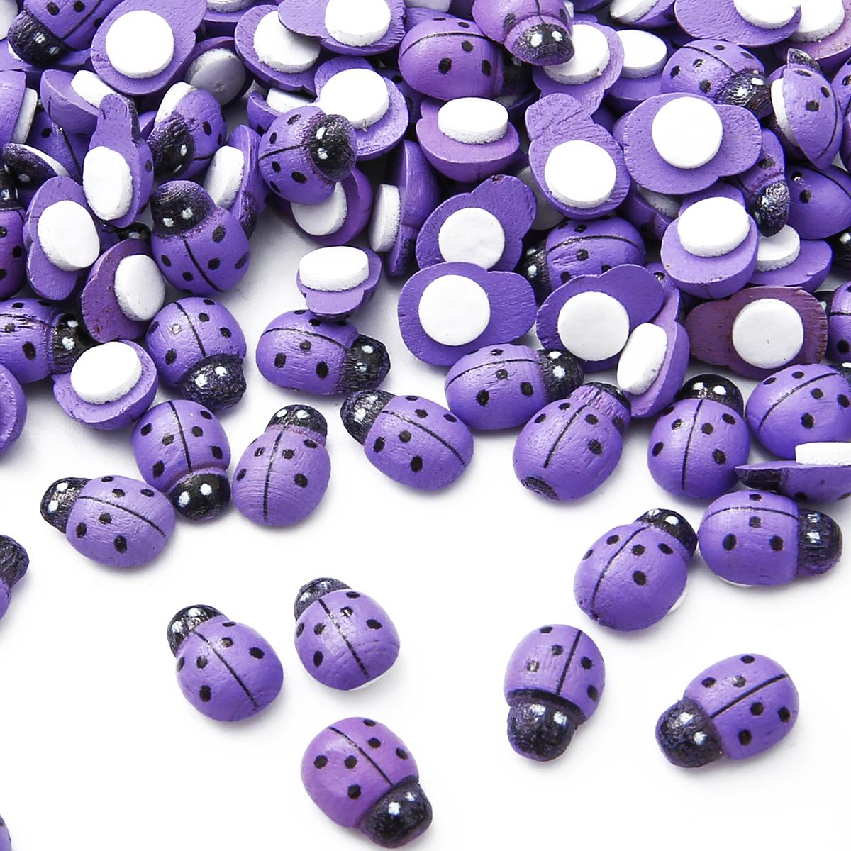 

50Pcs Cute Beatles Wooden Ladybird Wall Sticker Children Kids Painted DIY Craft Wedding Home Party Holiday Decorationn CLE фиолетовый