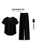 Plus Size Women's Yoga Short Sleeve & Long Pants Set - Summer Outdoor Running Quick-Dry Loose Sportswear