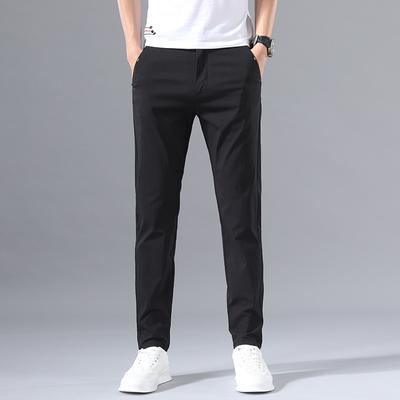 Ice Silk Men's Loose Straight Leg Men's Pants Trendy Business Quick Drying Summer Thin Casual Pants
