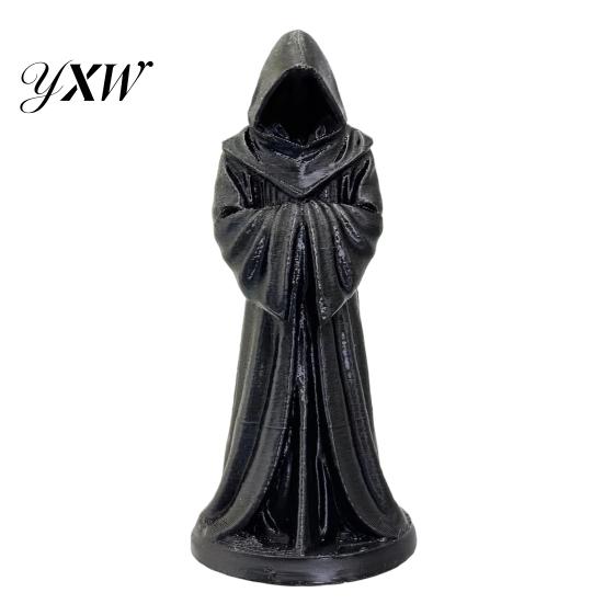 Halloween Raumdekoration 3D Gedrucktes Kapuzenrobe Ornament, Matt Schwarze Gesichtlose Mönchsfigurine, Gotische Stil Heimdeko Skulptur, für Innenräume