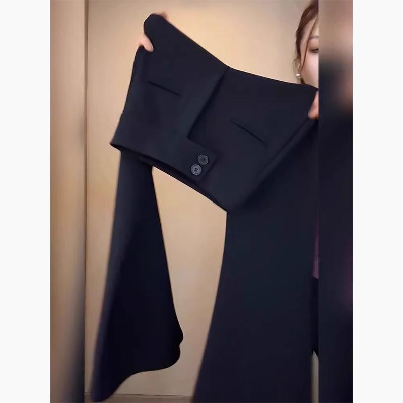 

Women s Fleece-Lined Suit with Micro-Flare Pants - Slimming, Bell-Bottom, Autumn/Winter New Style, Popular Floor-Length Design 2XL